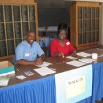 Registration desk at the Carolina Blood Drive