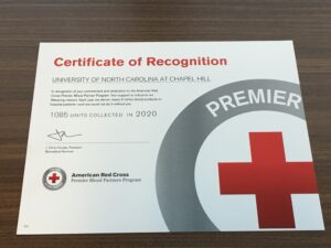 2020 - UNC Certificate of Recognition